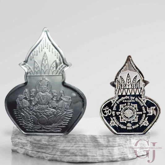 Goddess Lakshmi 3D Silver Coin 24KT Purity 999 Kalash Shape
