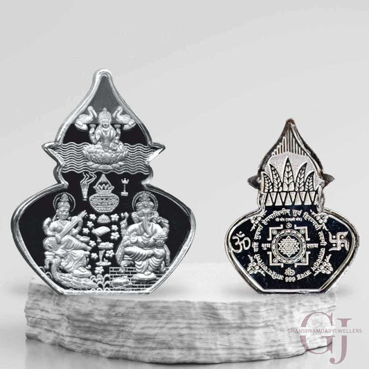 God Ganesh, Saraswati & Lakshmi Silver Coin 24KT Purity 999 Round Shape