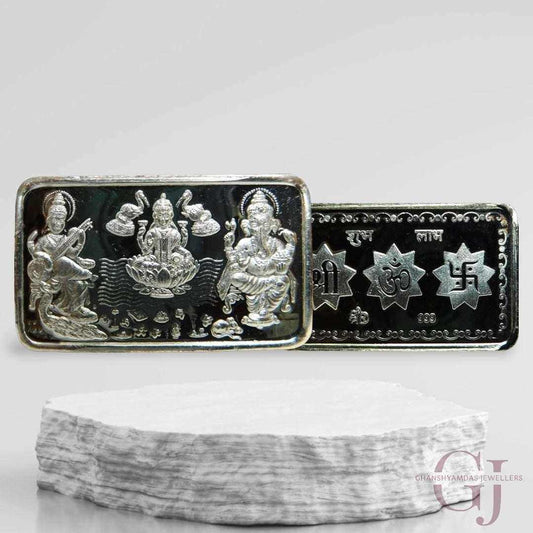 God Ganesh, Saraswati & Lakshmi Silver Coin 24KT Purity 999 Round Shape
