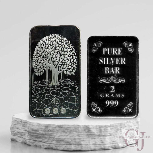 Banyan Tree - 3D Silver Coin 24KT Purity 999 Round Shape Front side