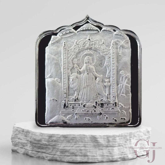 Goddess Karani Mata - 3D Silver Coin 24KT Purity 999 House Shape - Bac