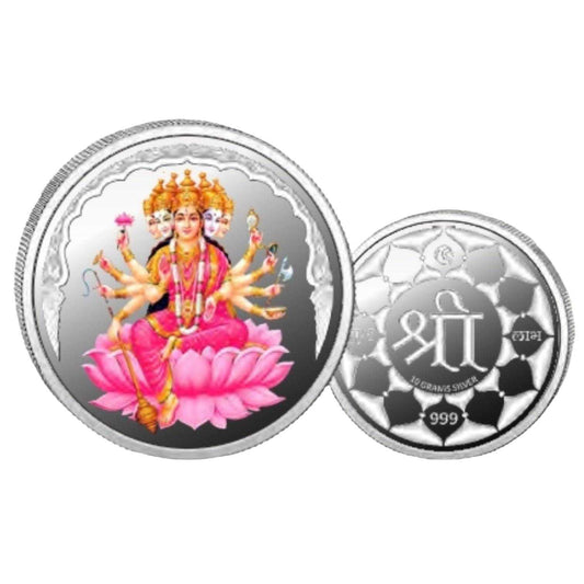 Goddess Gayatri Mata Color Fine Silver Coin Purity 999 Round Shape