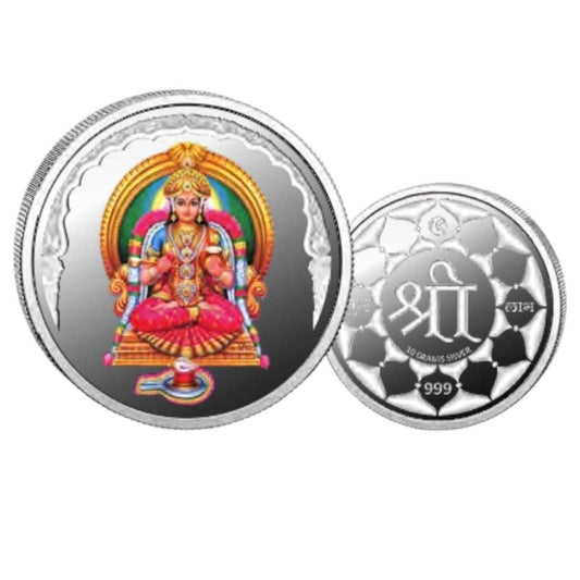 Annapurna Mata Color Fine Silver Coin Purity 999 Round Shape