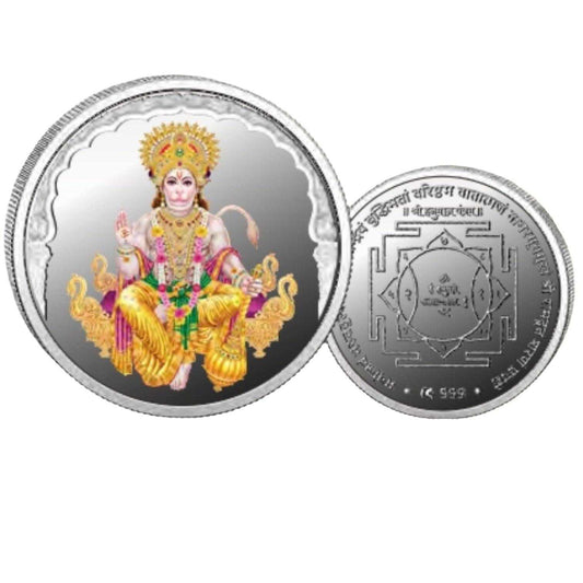 God Hanumanji Color Fine Silver Coin Purity 999 Round Shape