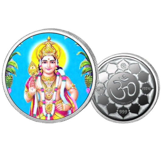 Subramaniam Swami Color Fine Silver Coin Purity 999 Round Shape