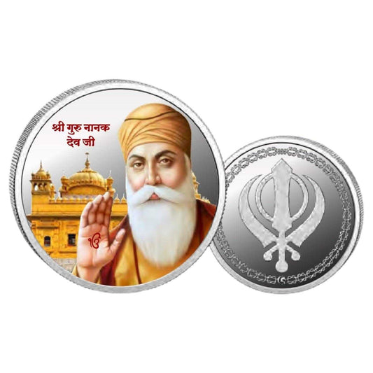 Gurunanak- Color Fine Silver Coin Purity 999 Round Shape - Backside Kh