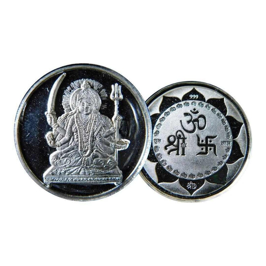 Goddess Shantoshi Mata - 3D Silver Coin 24KT Purity 999 Round Shape -