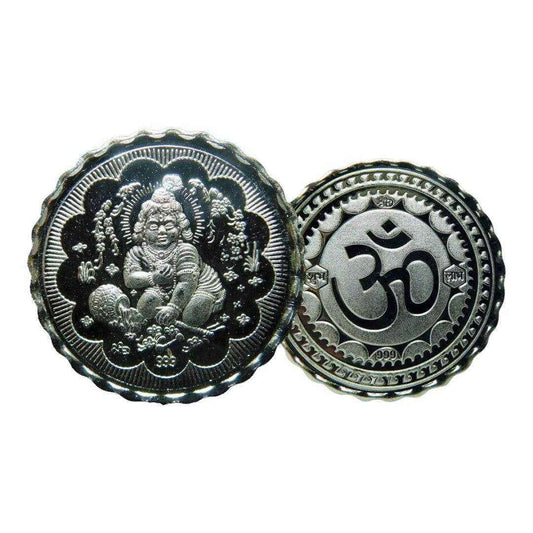 God Laddu Gopal - 3D Silver Coin 24KT Purity 999 Round Shape
