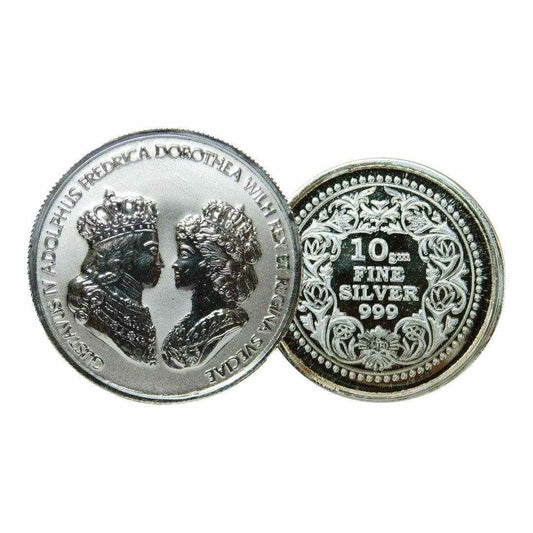 King George & Mary 3D Silver Coin 24KT Purity 999 Round Shape