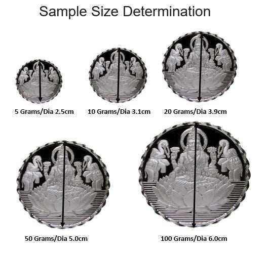 God Ganesh, Saraswati & Lakshmi Silver Coin 24KT Purity 999 Round Shape