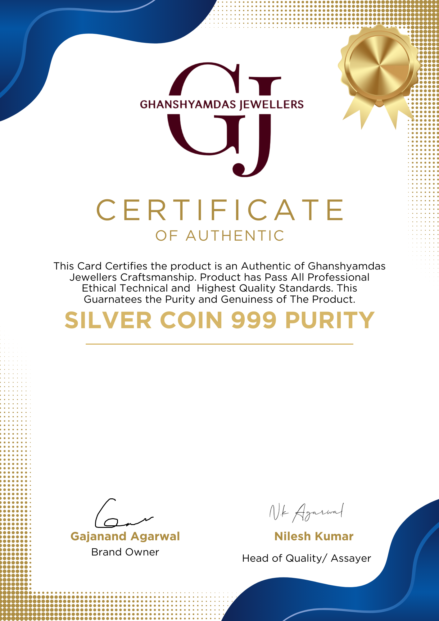 Mahaveer Swamy  3D Silver Coin 24KT Purity 999 Round Shape