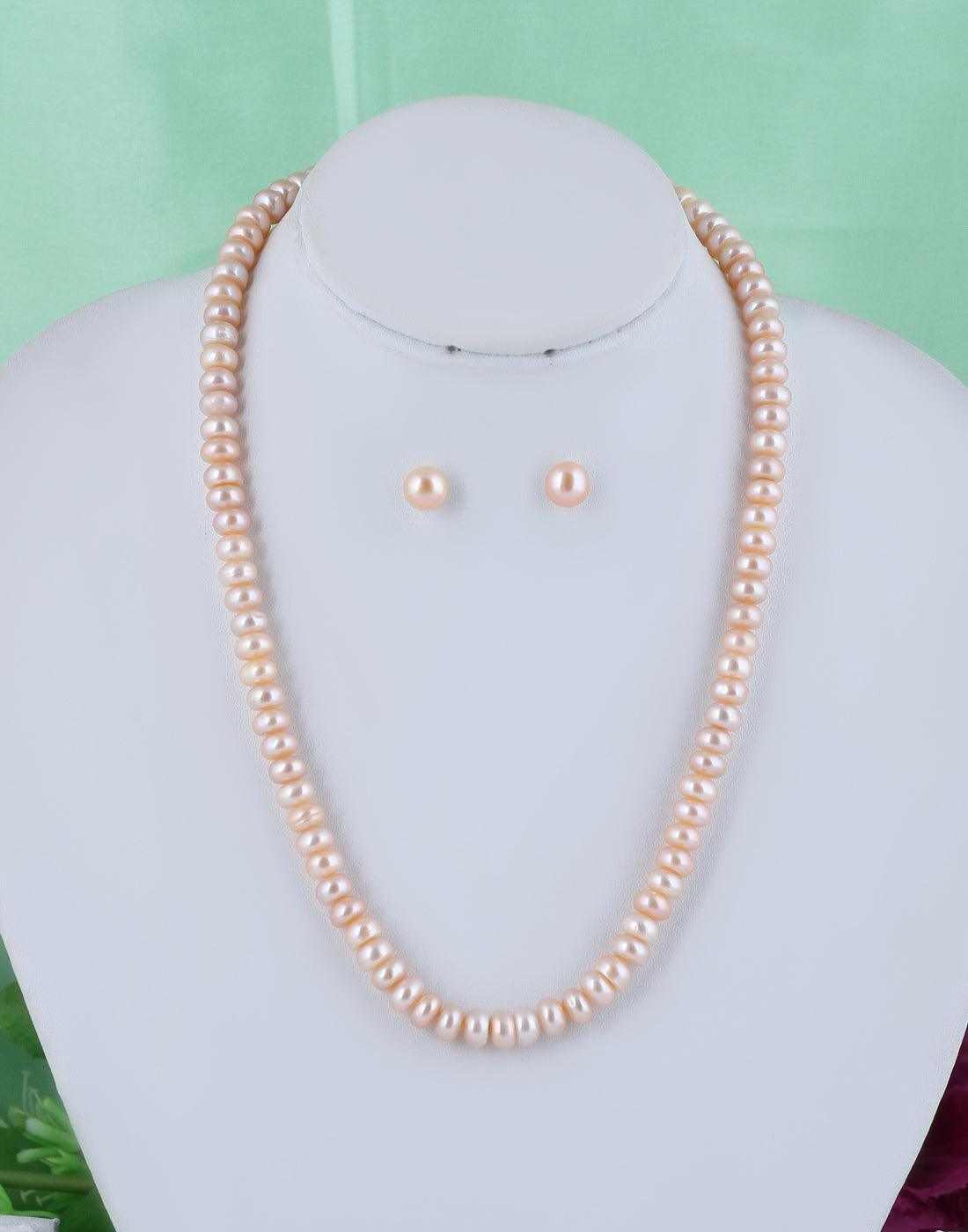 Single Line Real Natural Fresh Water Hyderabadi Button Shape Pearl Graduation Set
