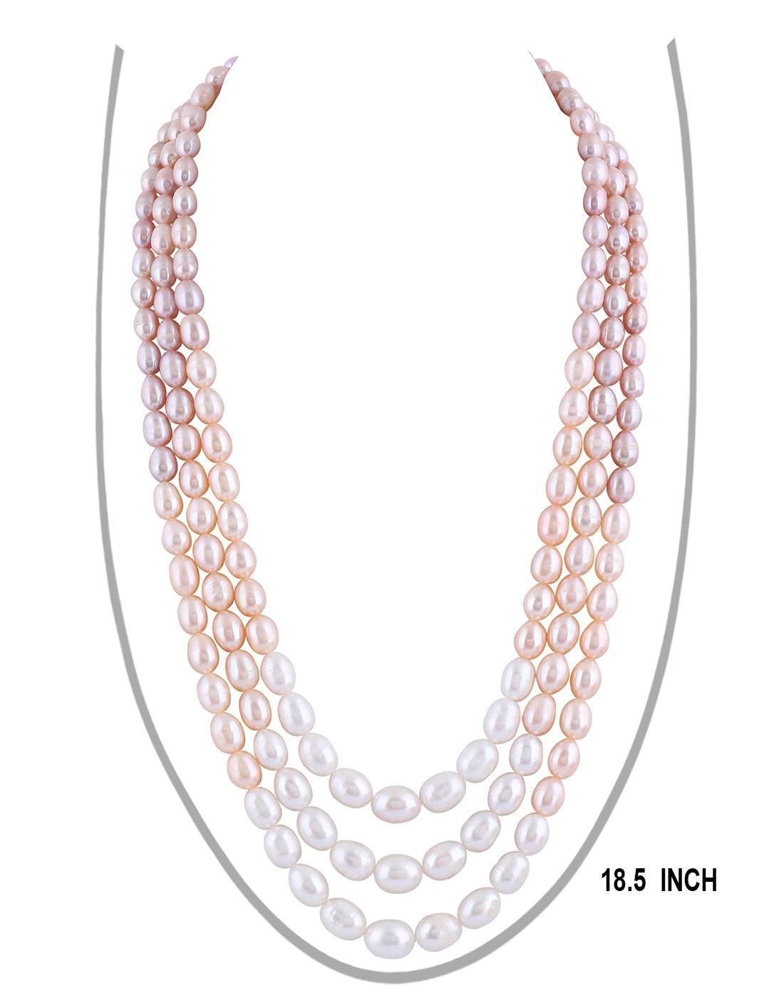 Oval Shape Multi color Three layer Pearl Set