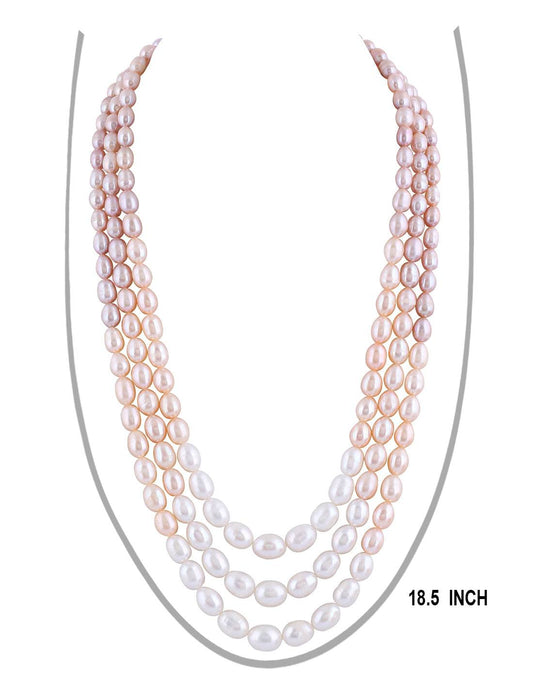 Oval Shape Multi color Three layer Pearl Set