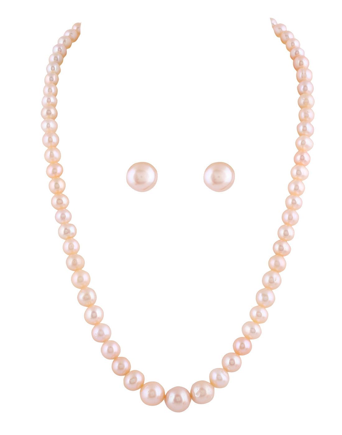 Single Layer Fresh Water Peach color Pearl Set
