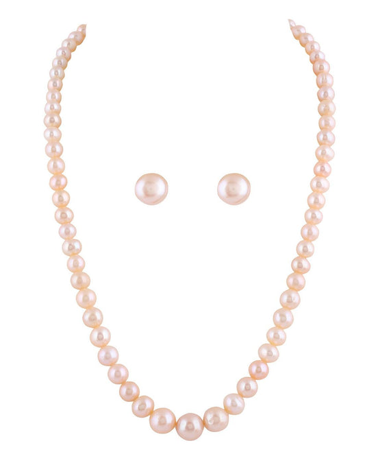 Single Layer Fresh Water Peach color Pearl Set