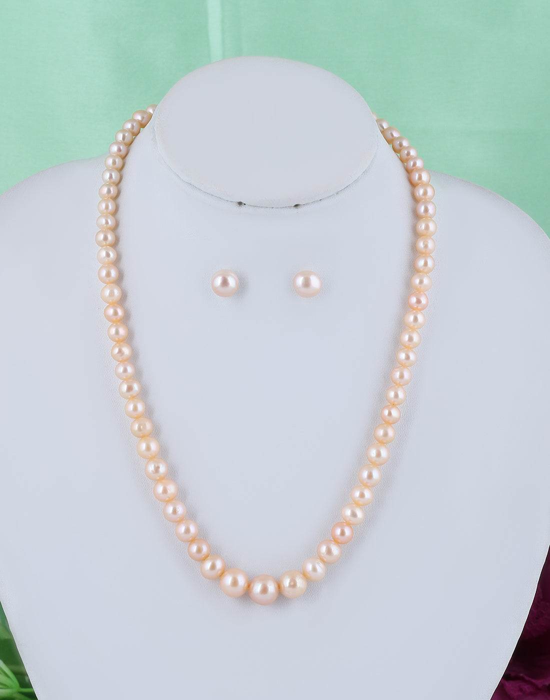 Single Layer Fresh Water Peach color Pearl Set