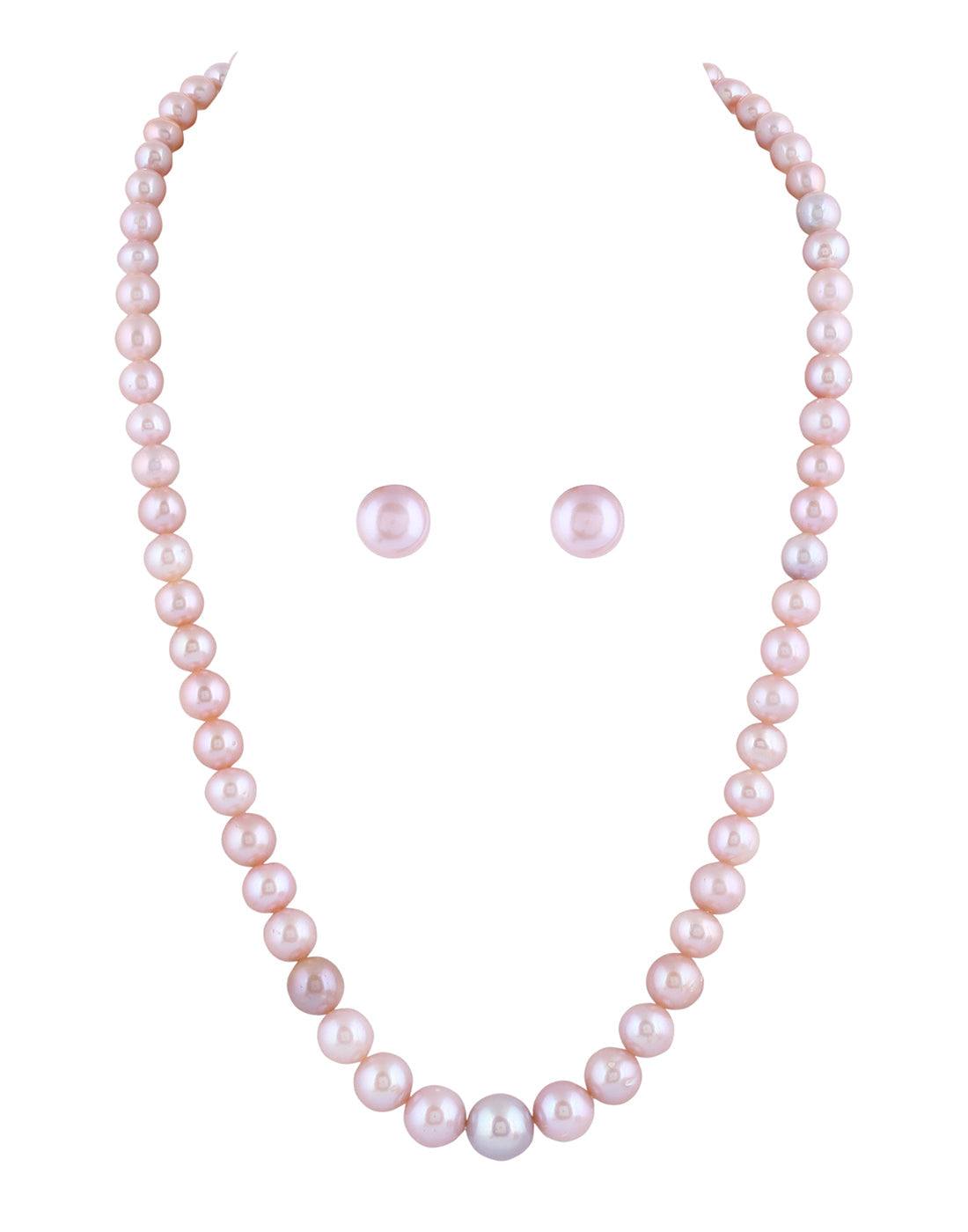 Pink Shade Single Line Pearl Set with simple look