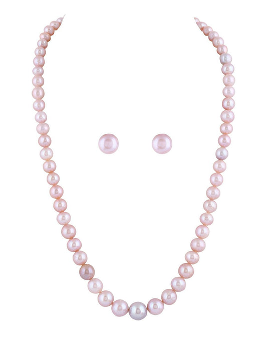 Pink Shade Single Line Pearl Set with simple look