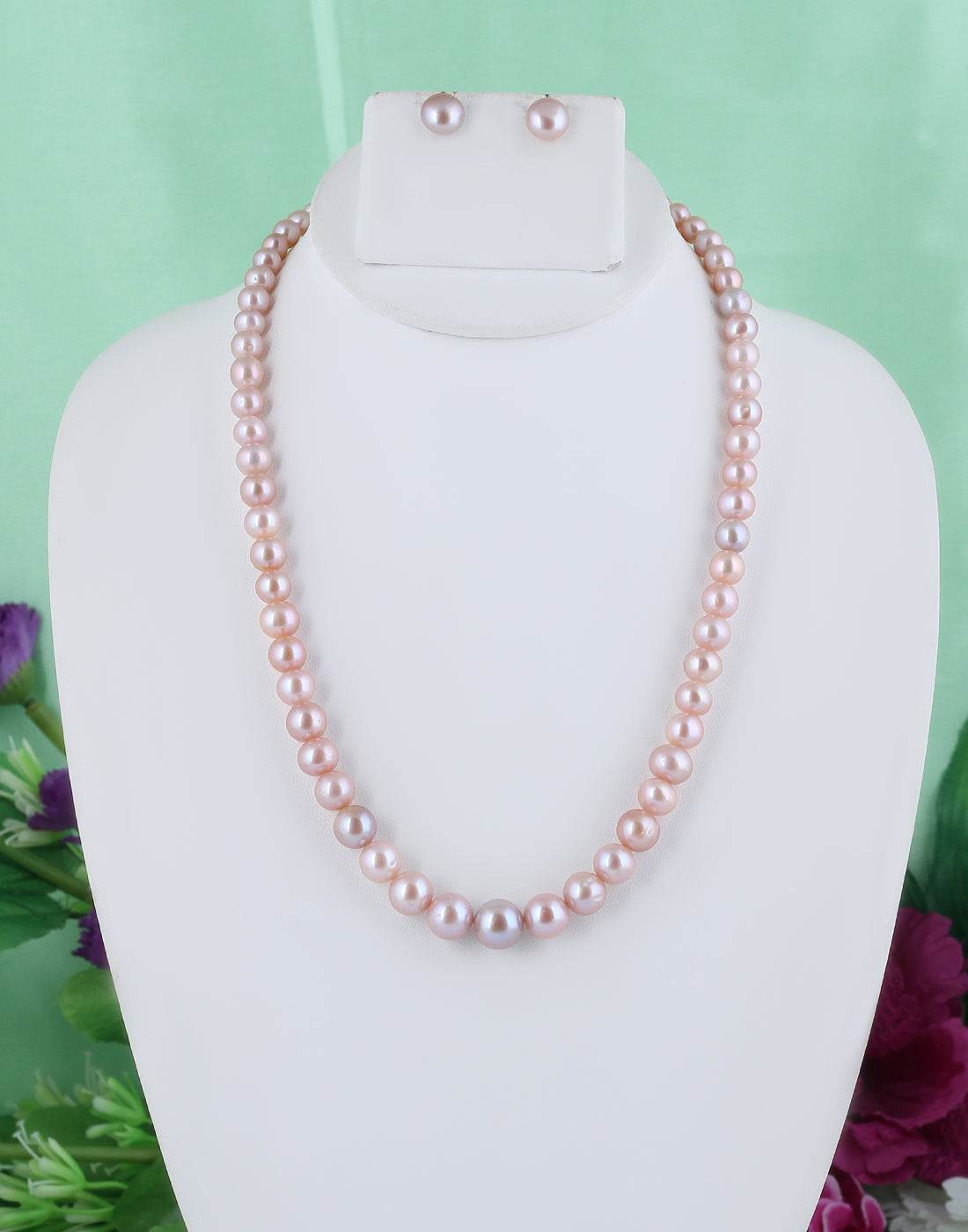 Pink Shade Single Line Pearl Set with simple look