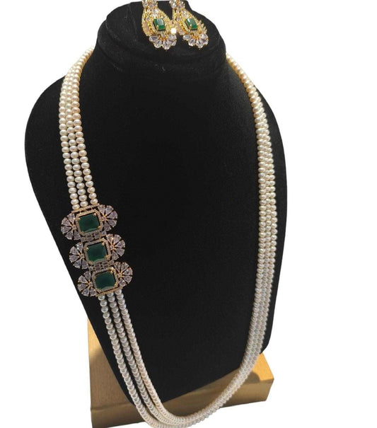 Gold Tone Side Brooch Multilayer Set With  Earring