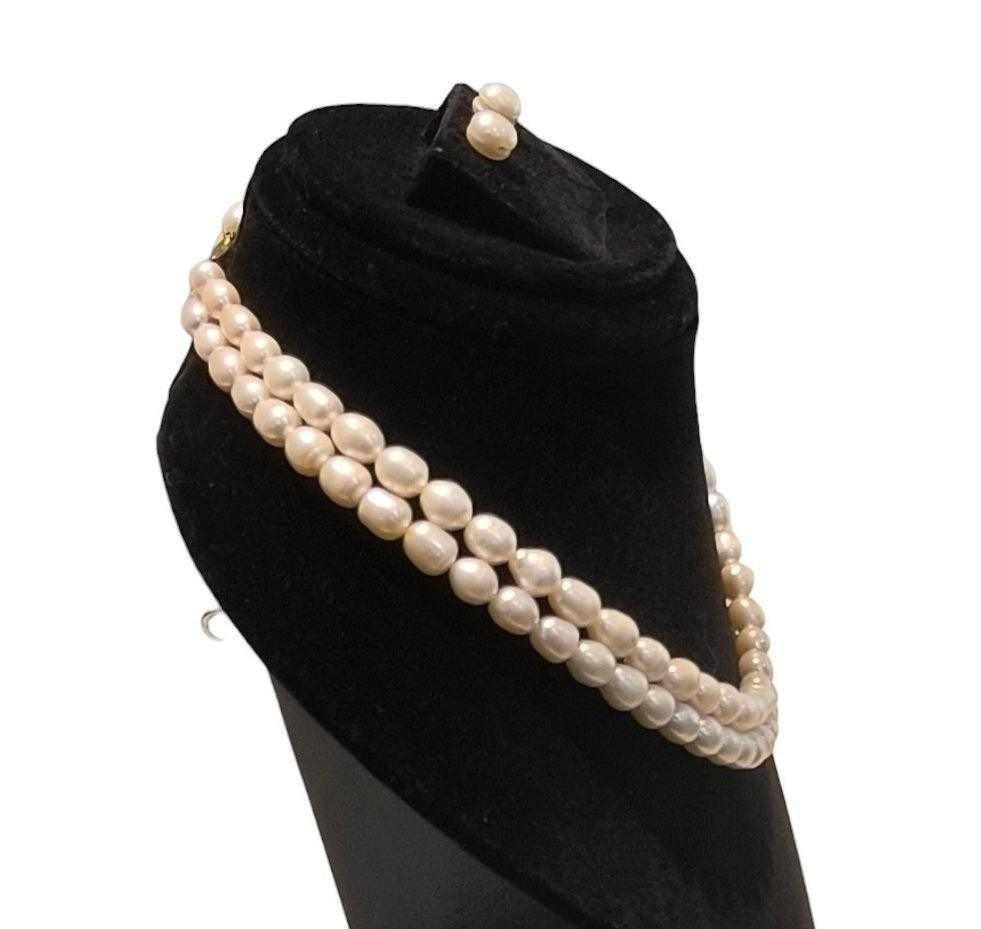 Double Strand  Pearl Moti Mala Jewellery Set with Earrings for  Girls