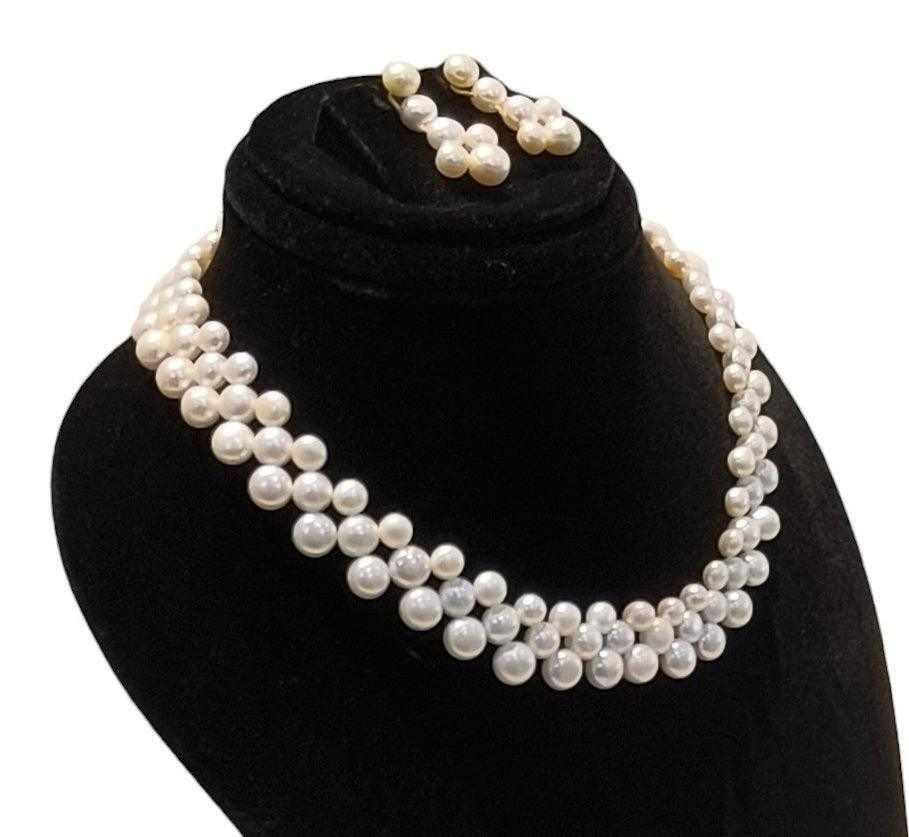 GDJ Fresh Water Button Pearls Set For Girls With Certificate