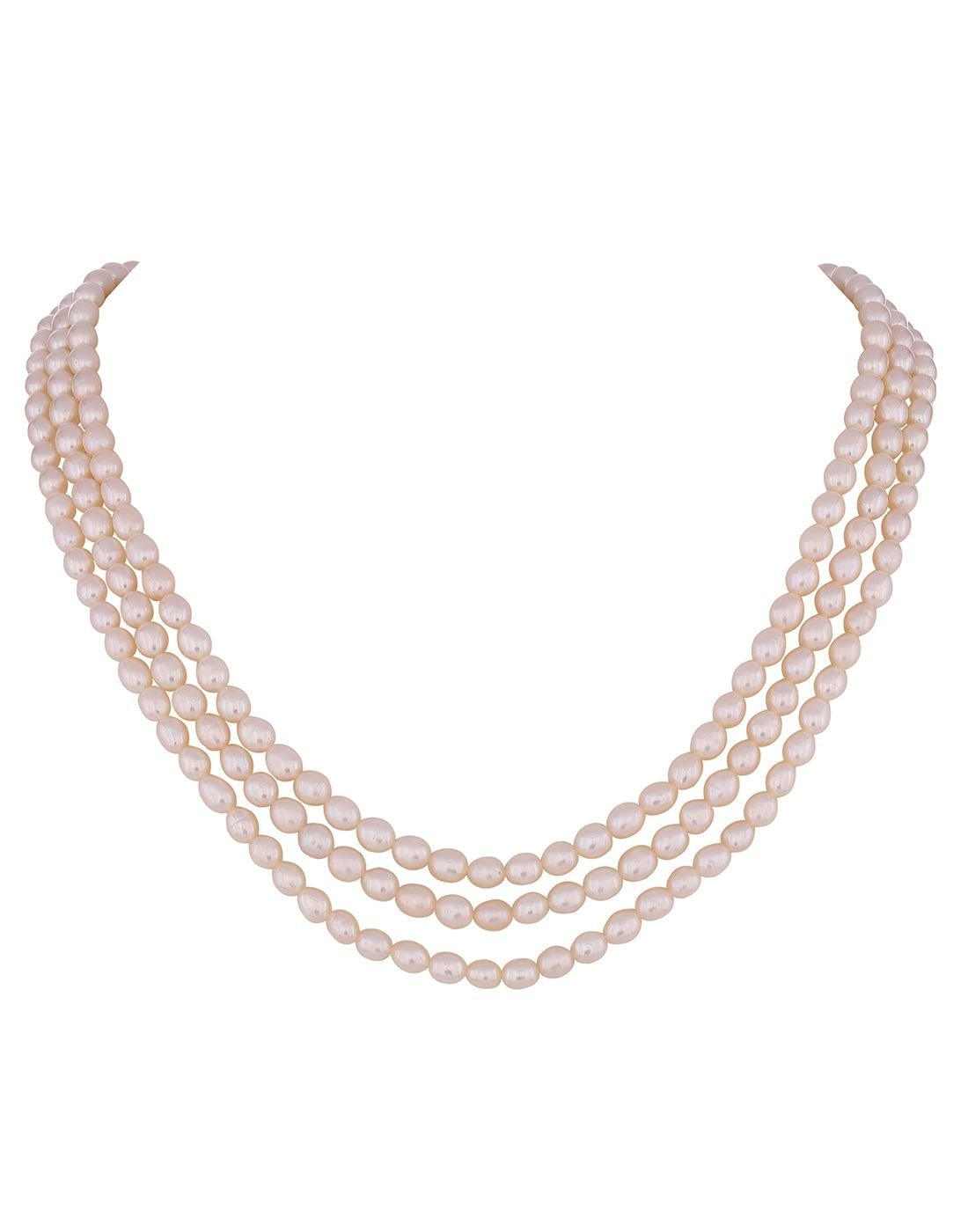 Three Layered Oval Shape Pearl Set  for Women