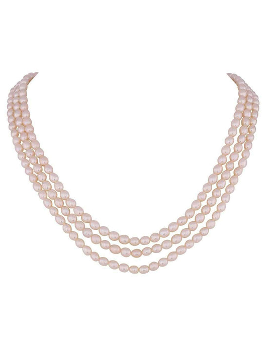 Three Layered Oval Shape Pearl Set  for Women