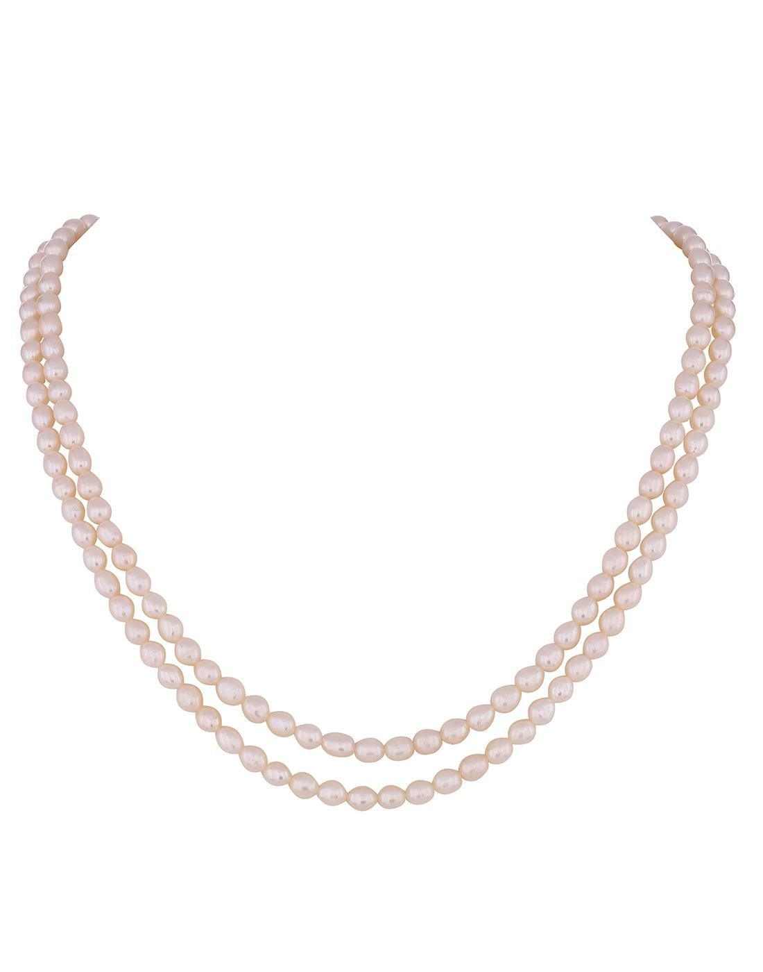 Double Layered Oval Shape Pearl Set  for Girls