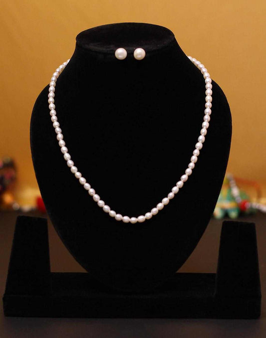 Single Layered Oval Shape Pearl Set  for  Women
