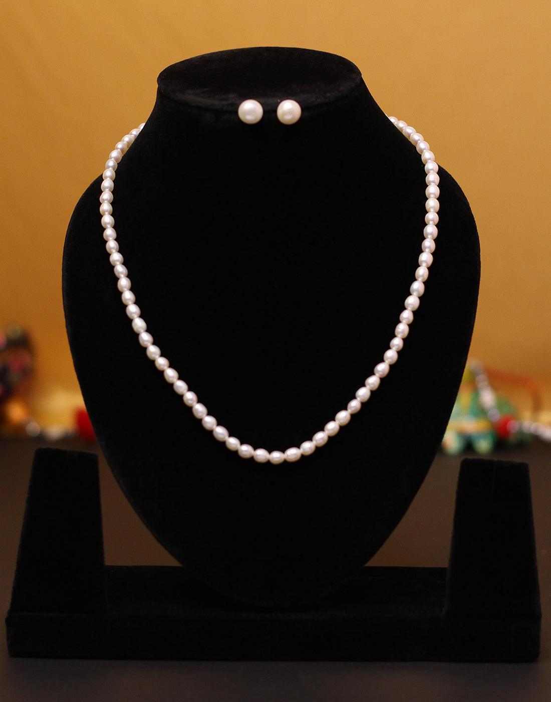 Single Layered Oval Shape Pearl Set  for  Women