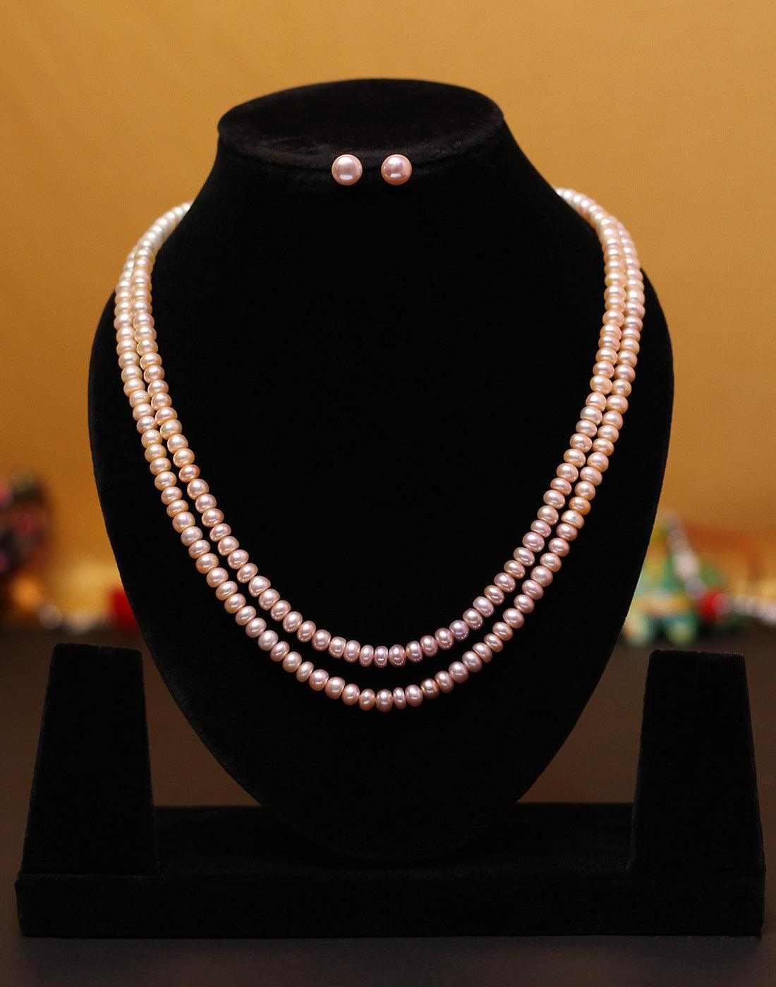 Double Layer Natural Fresh Water Dark Peech Colour Hyderabadi Pearl Se