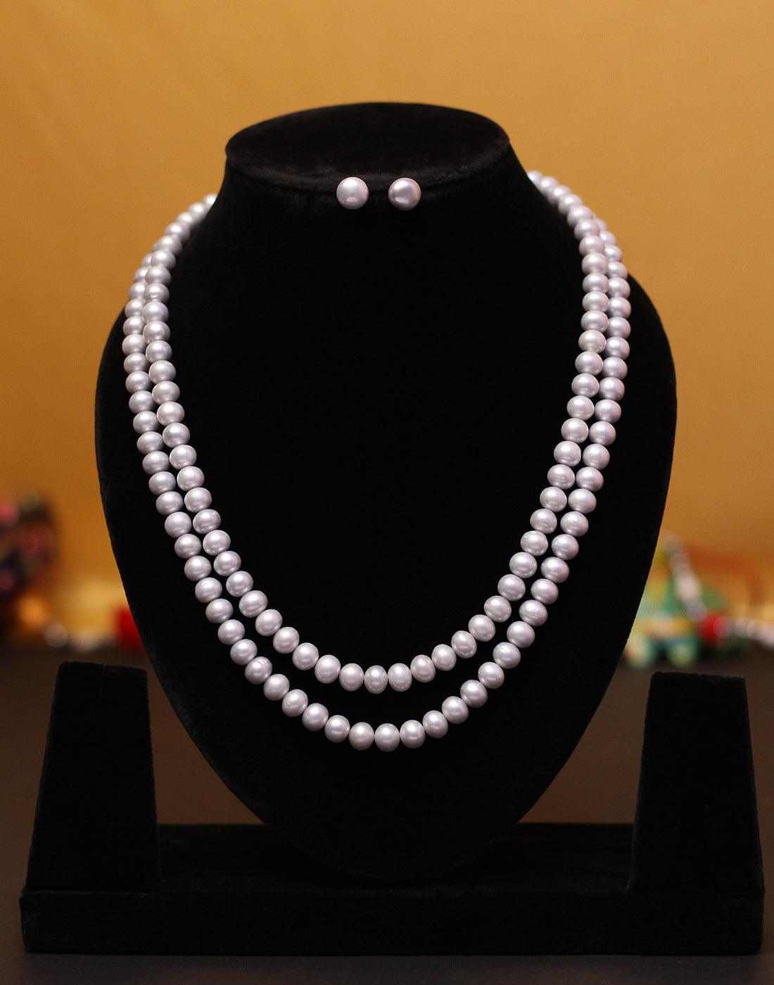 Double Layer Natural Fresh Water Pearls Set Set For Women n Girls