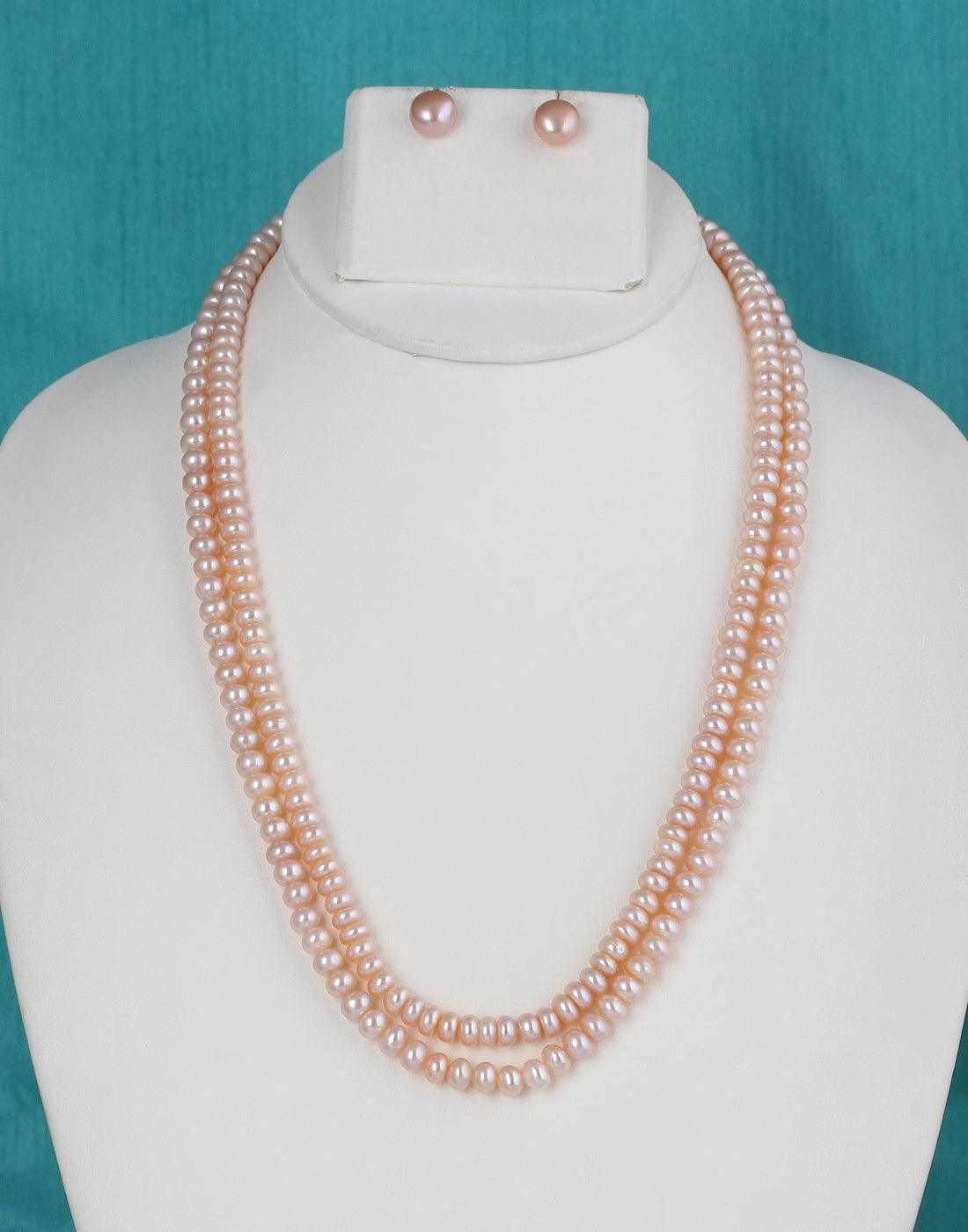 Double Line Natural Fresh Water Pearls Set Set For Women n Girls