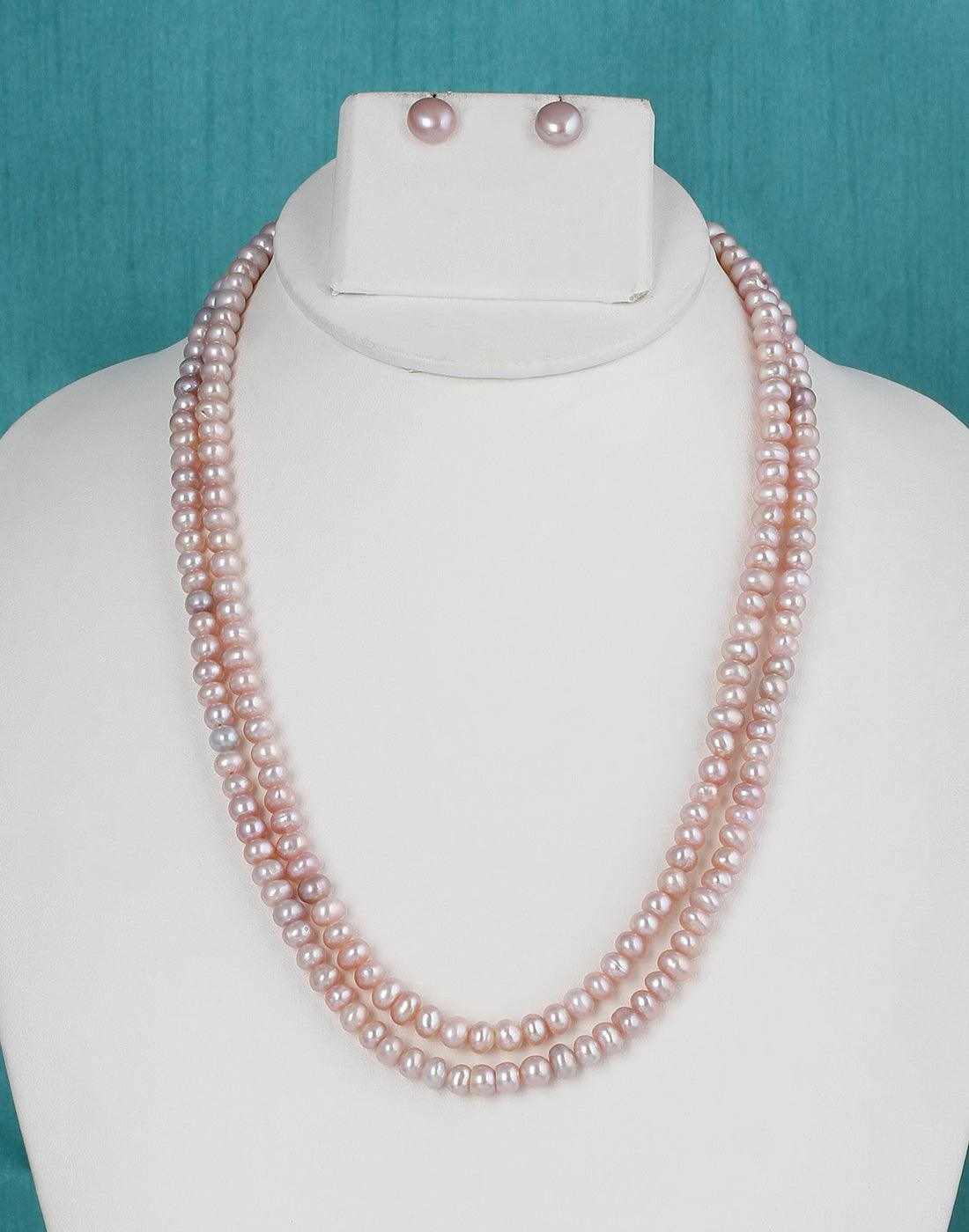 Double Line Natural Fresh Water Pearls  Set For Women n Girls