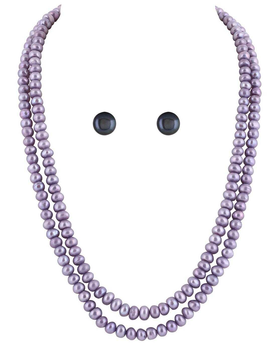 Double  Line Natural Fresh Water Pearls Set For Women n Girls