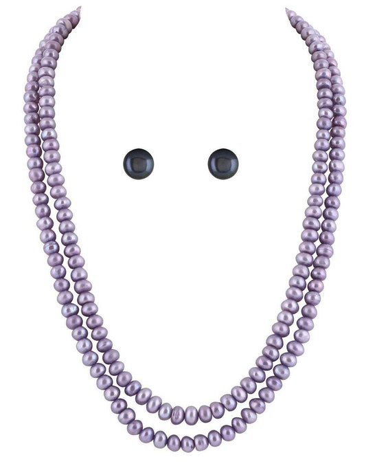 Double  Line Natural Fresh Water Pearls Set For Women n Girls