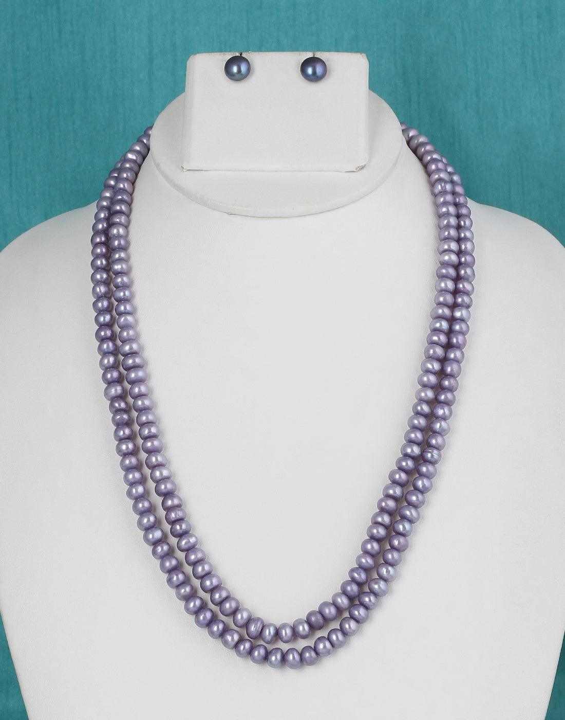 Double  Line Natural Fresh Water Pearls Set For Women n Girls