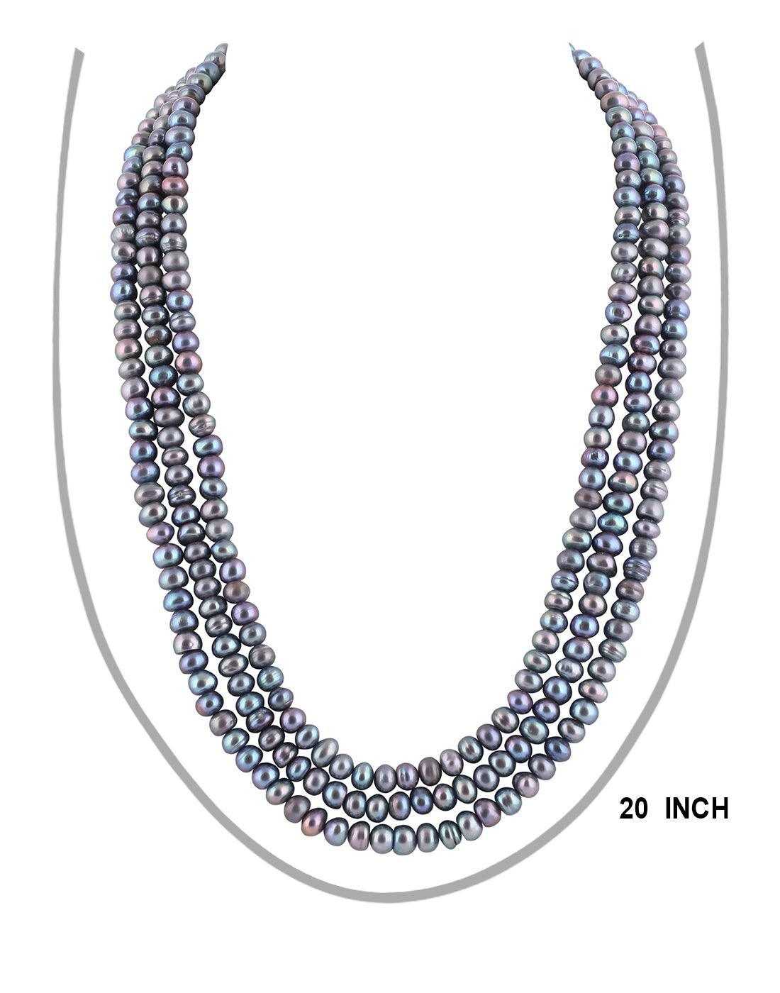 Three Line Natural Fresh Water Pearls  Set