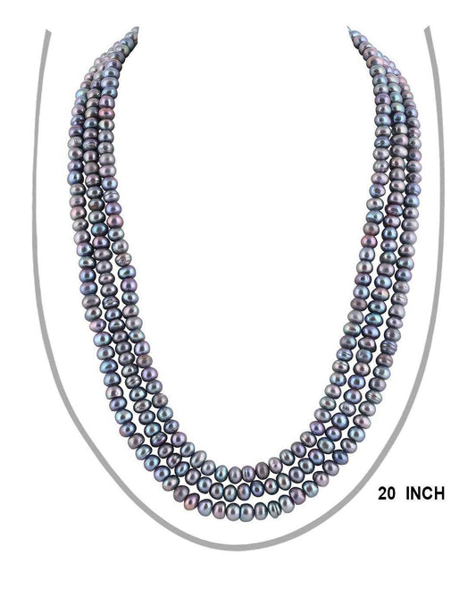 Three Line Natural Fresh Water Pearls  Set