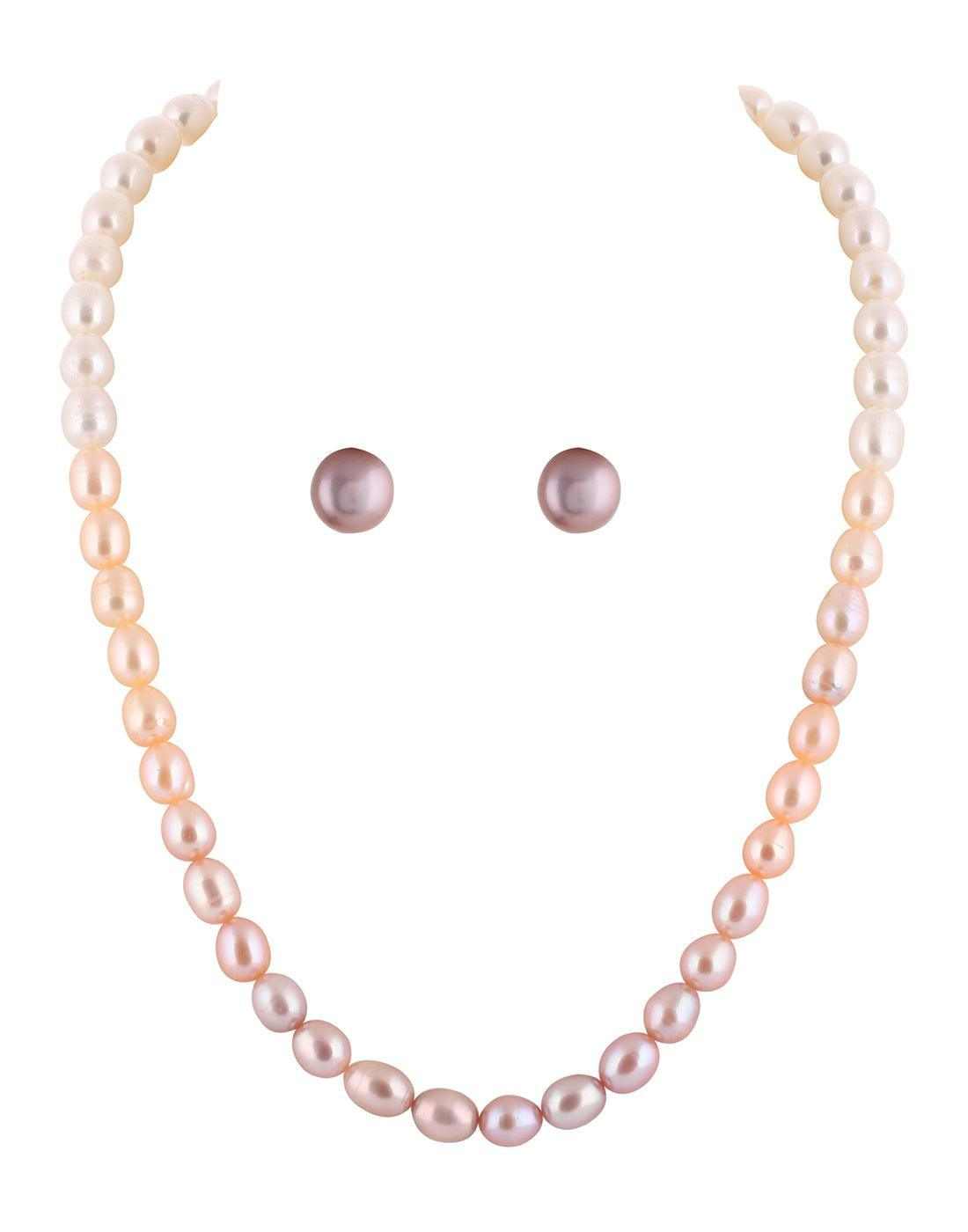  Real Natural Fresh Water Hyderabadi Oval Shaped Single Layer Pearl Set