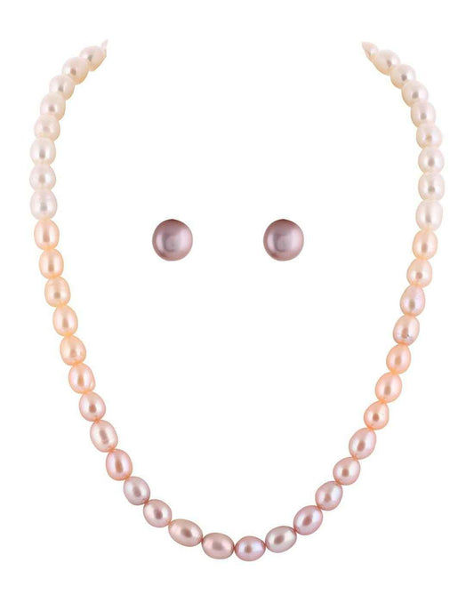  Real Natural Fresh Water Hyderabadi Oval Shaped Single Layer Pearl Set