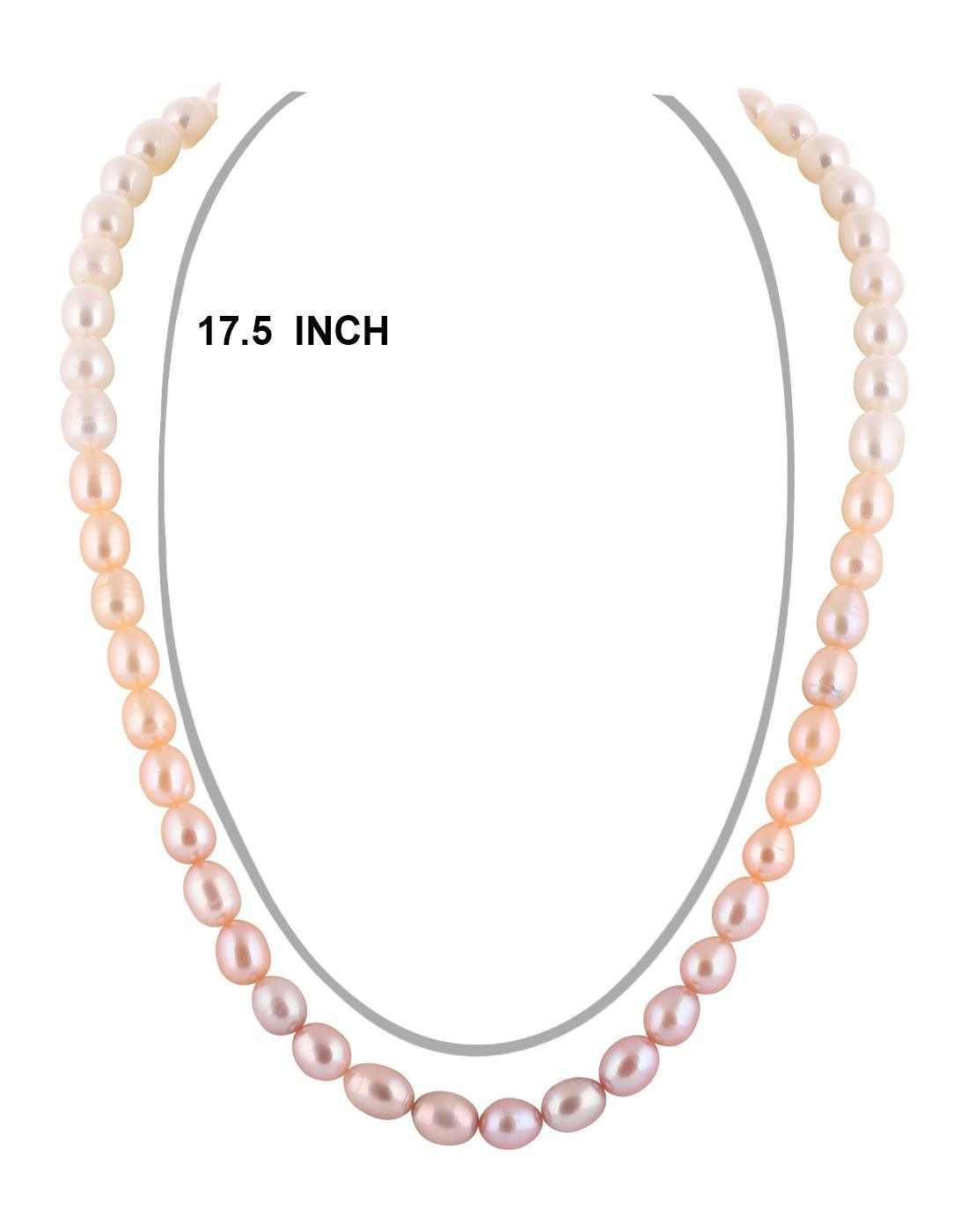  Real Natural Fresh Water Hyderabadi Oval Shaped Single Layer Pearl Set