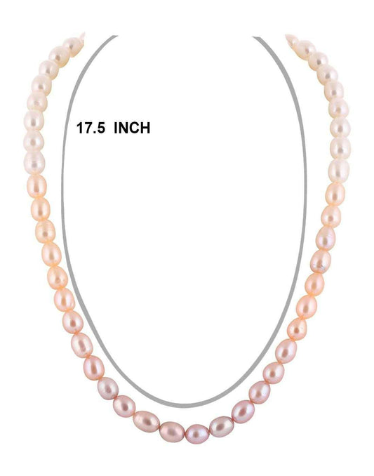  Real Natural Fresh Water Hyderabadi Oval Shaped Single Layer Pearl Set