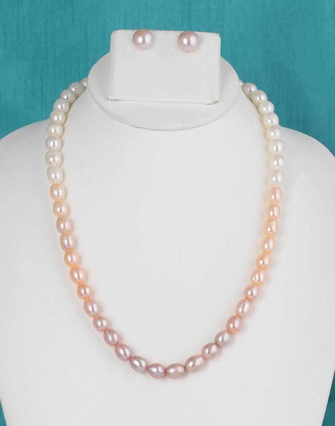  Real Natural Fresh Water Hyderabadi Oval Shaped Single Layer Pearl Set