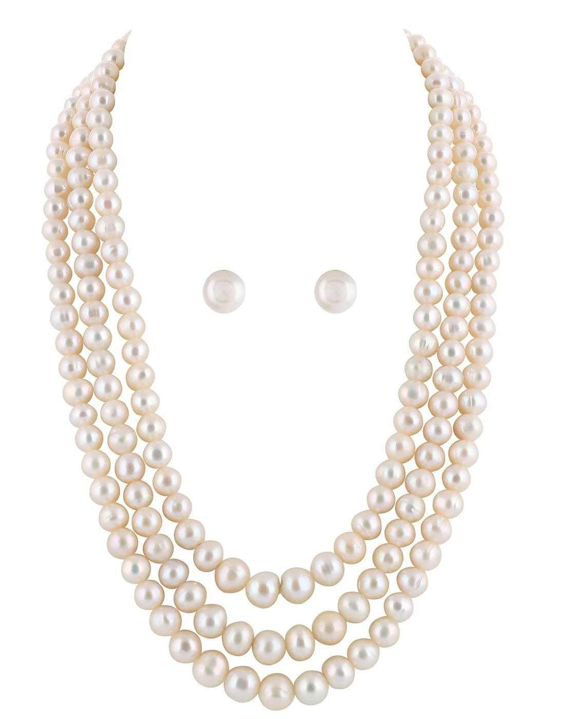 Three layer Pearl Set with earrings