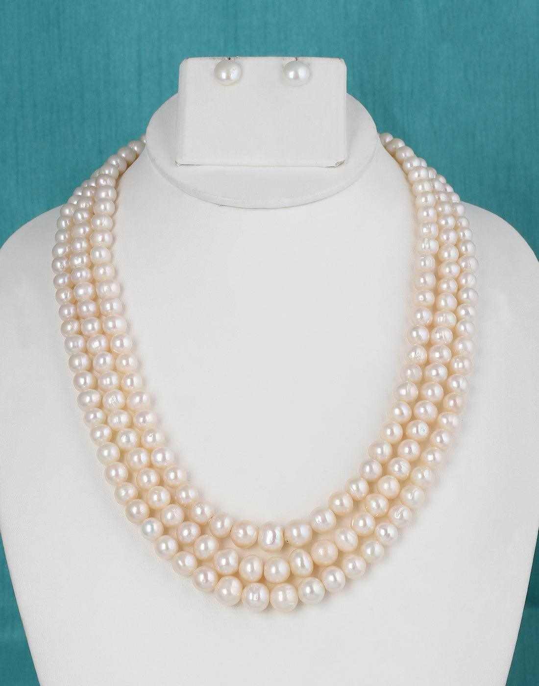 Three layer Pearl Set with earrings