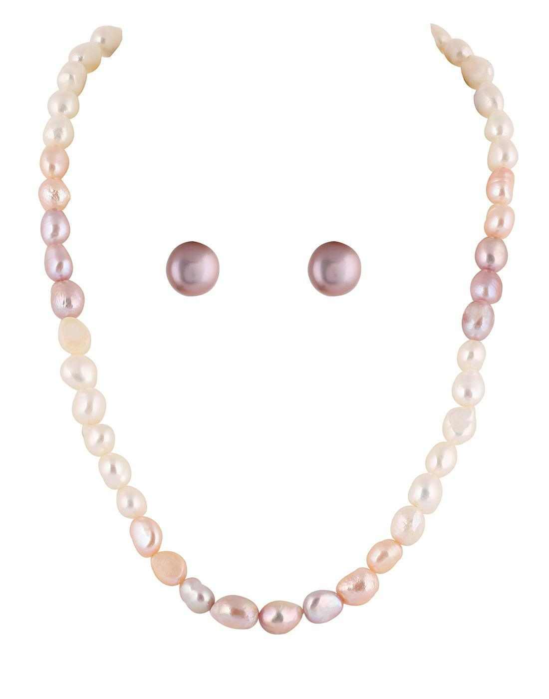 Single Layer Natural Fresh Water Multi Colour Barook Pearls Set With C