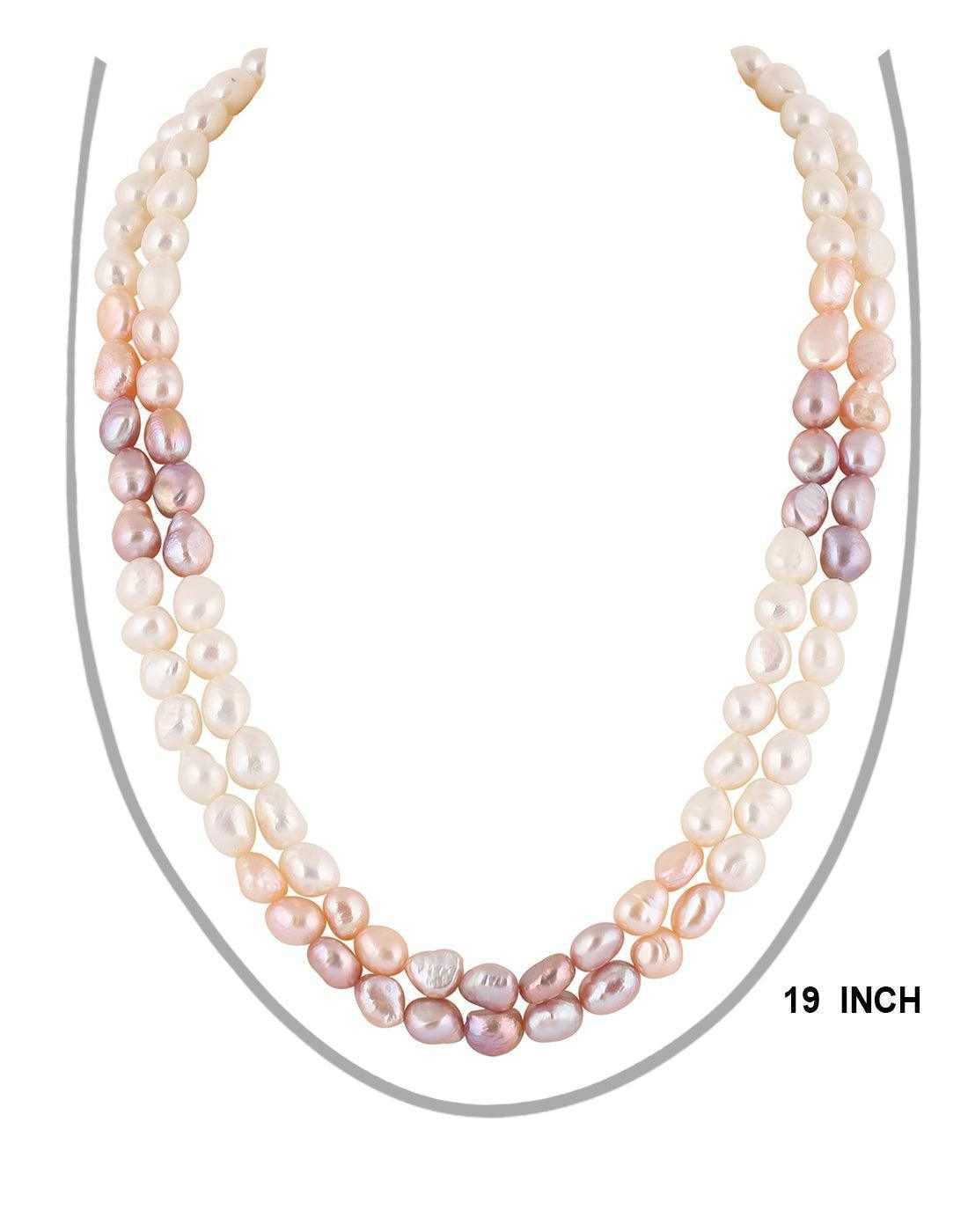 Double Layer Natural Fresh Water Multi Colour Barook Pearls Set With C